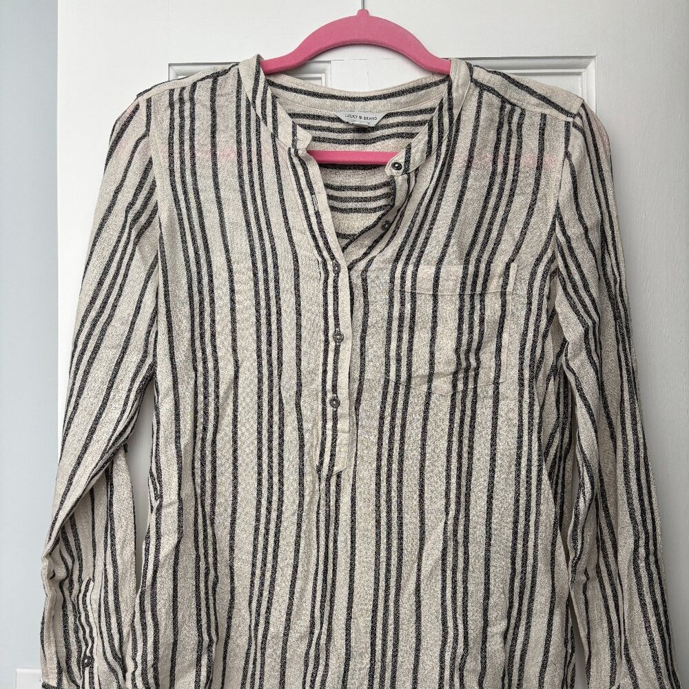 Lucky Brand Striped Henley Top - Small